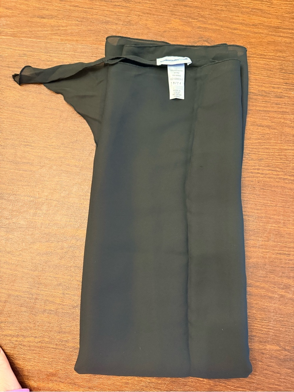 Swimsuits For All black pareo sarong cover up, black chiffon-like fabric! NWOT